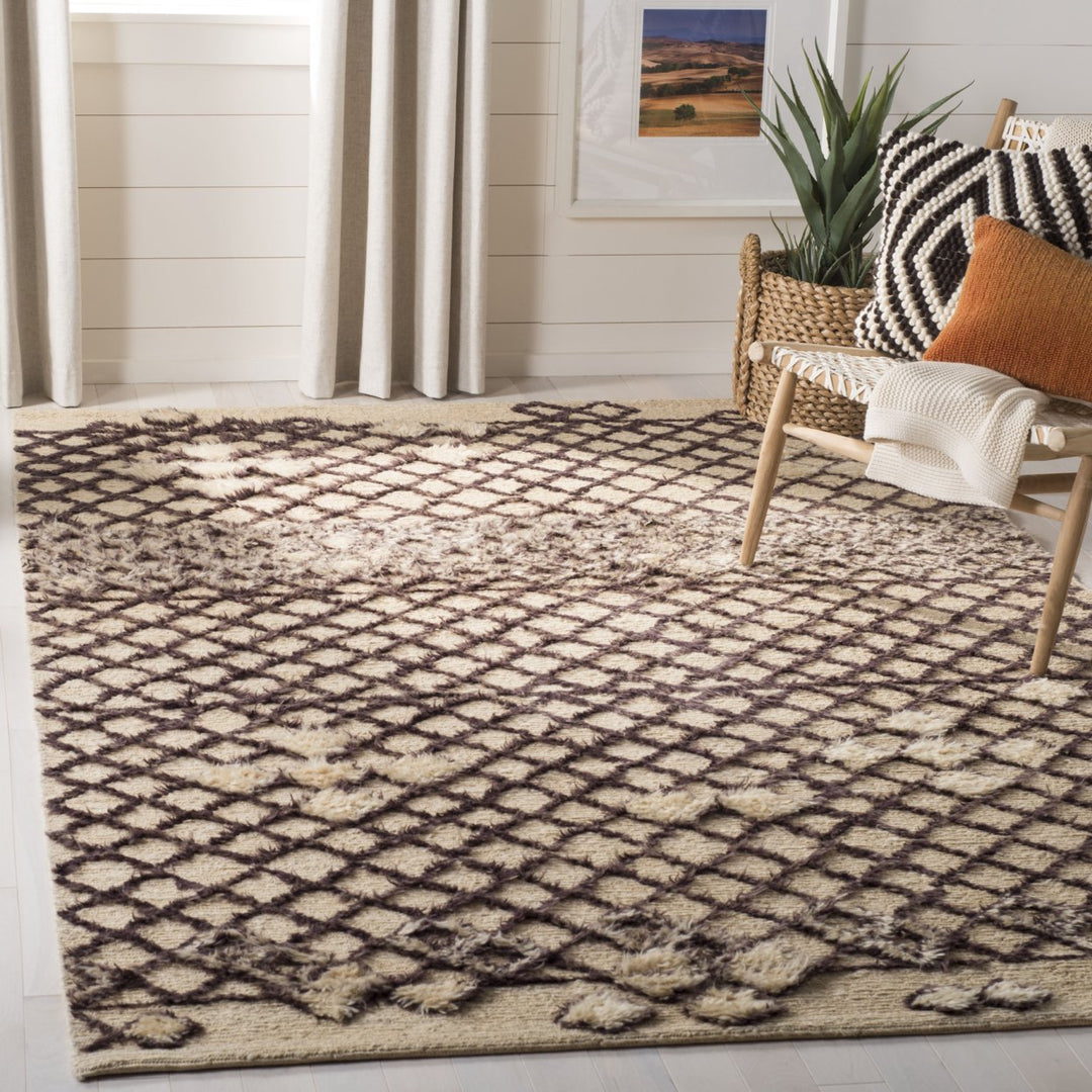 SAFAVIEH Santa Fe STF427A Beige / Dark Grey Rug Image 1