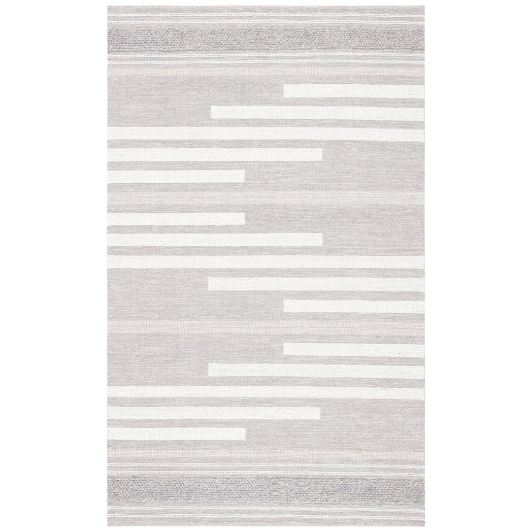 SAFAVIEH Striped Kilim STK505G Silver / Grey Rug Image 1