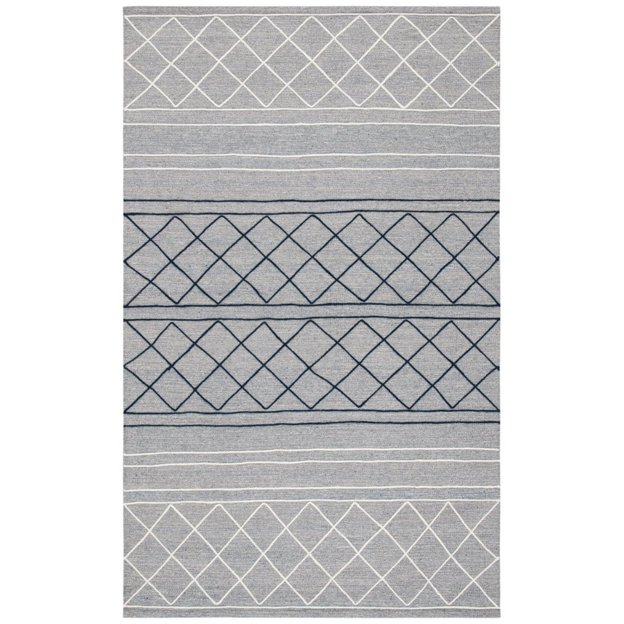 SAFAVIEH Striped Kilim STK507G Silver / Grey Rug Image 1