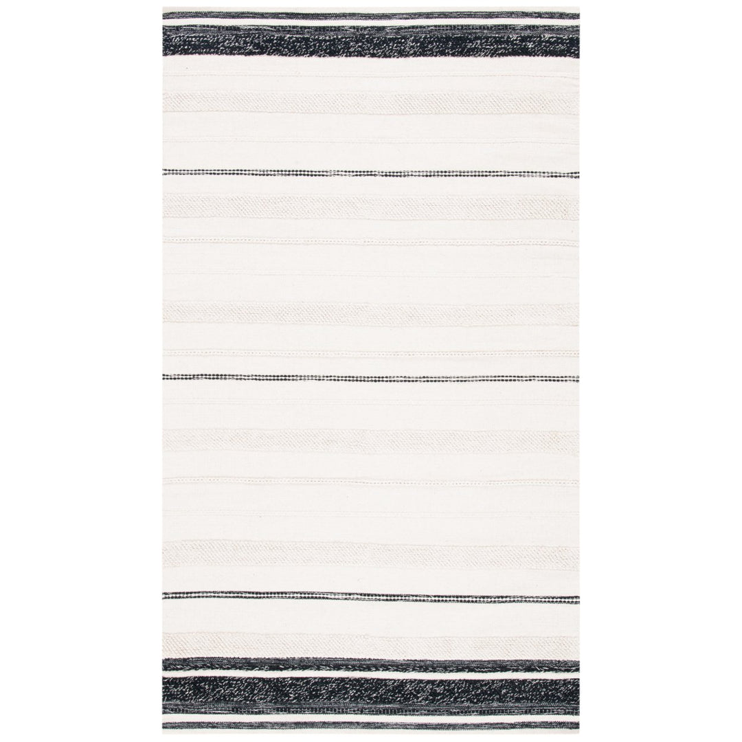 SAFAVIEH Striped Kilim STK512A Ivory / Black Rug Image 1