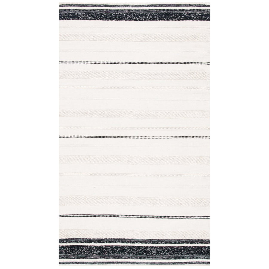 SAFAVIEH Striped Kilim STK512A Ivory / Black Rug Image 1