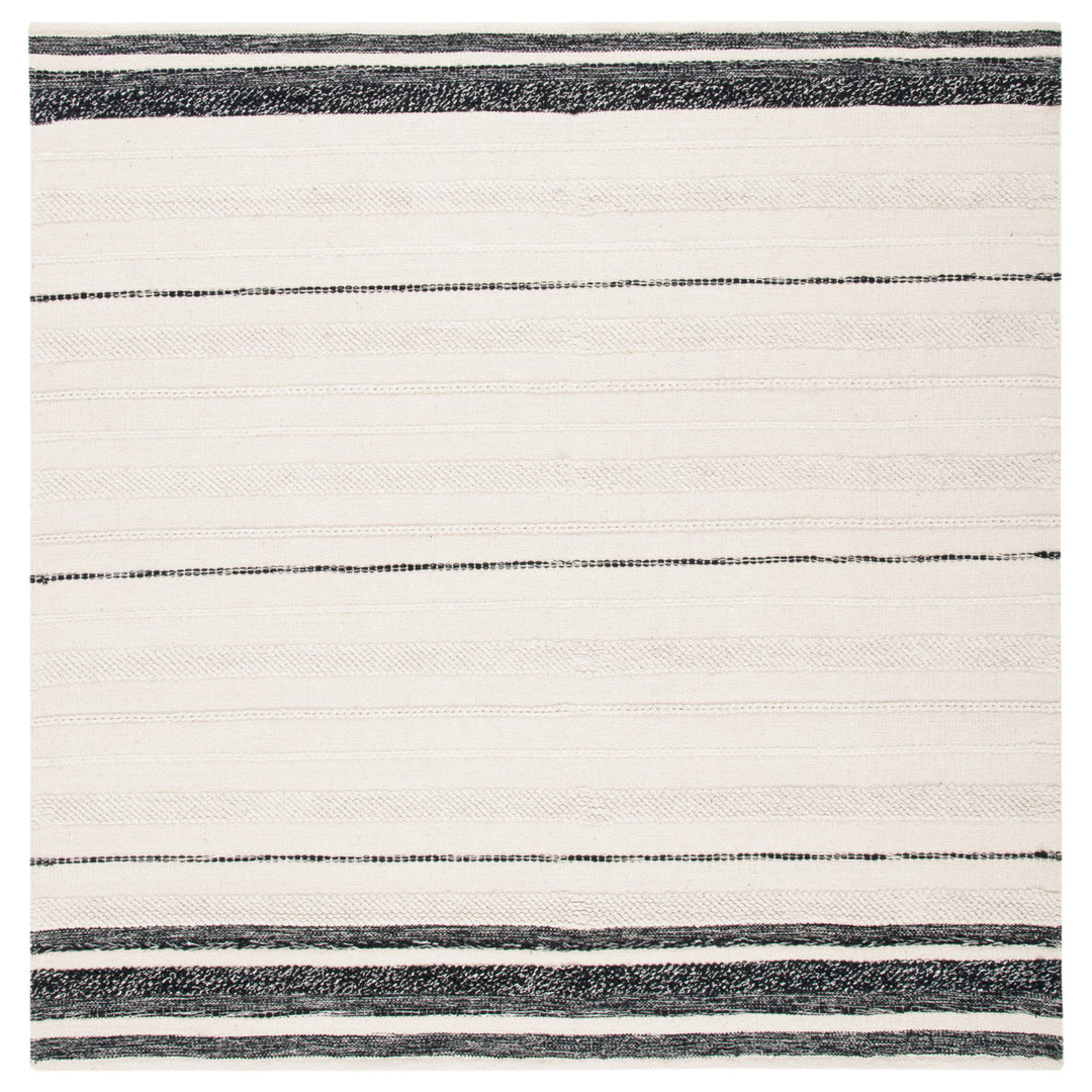 SAFAVIEH Striped Kilim STK512A Ivory / Black Rug Image 1