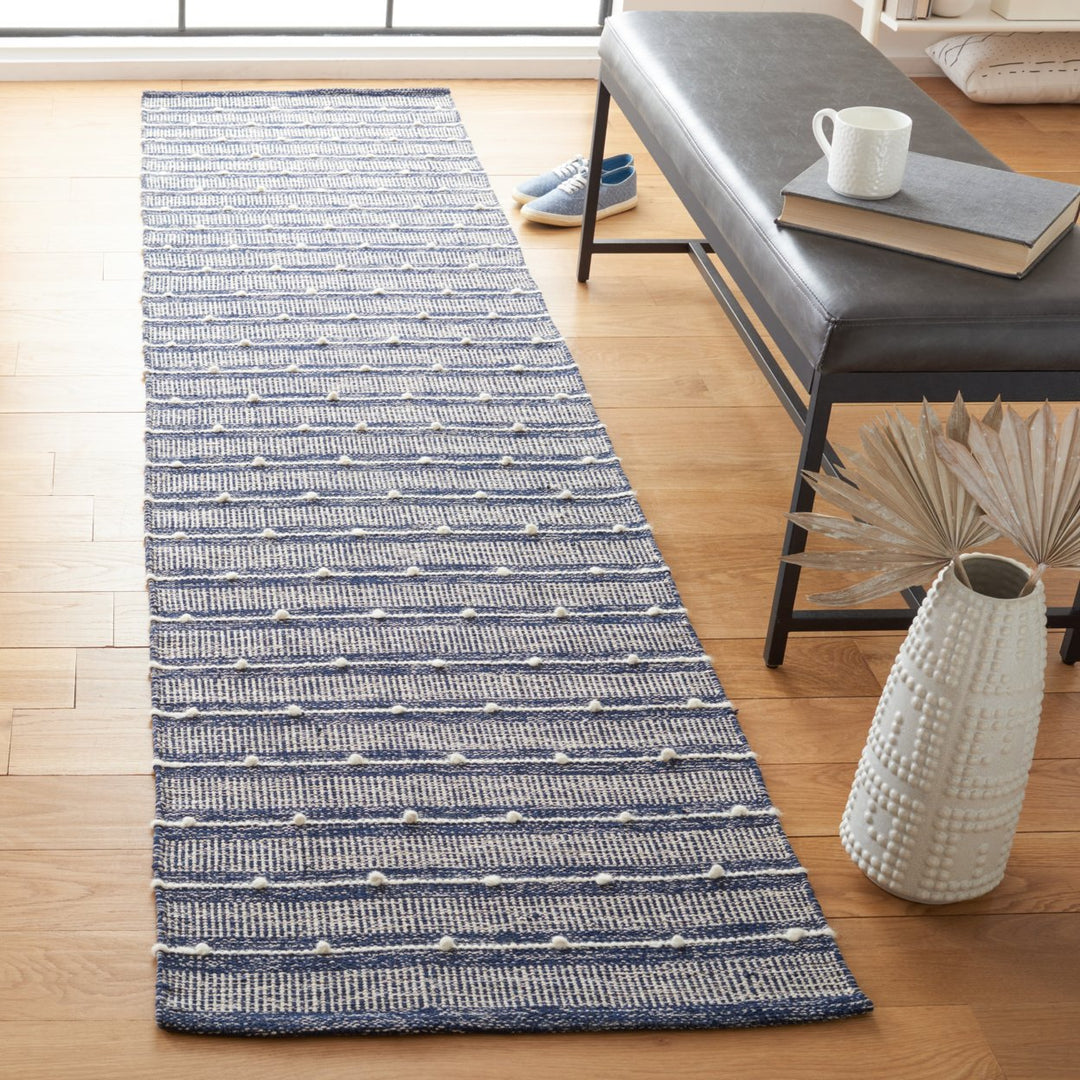 SAFAVIEH Striped Kilim STK513N Handwoven Navy / Blue Rug Image 2