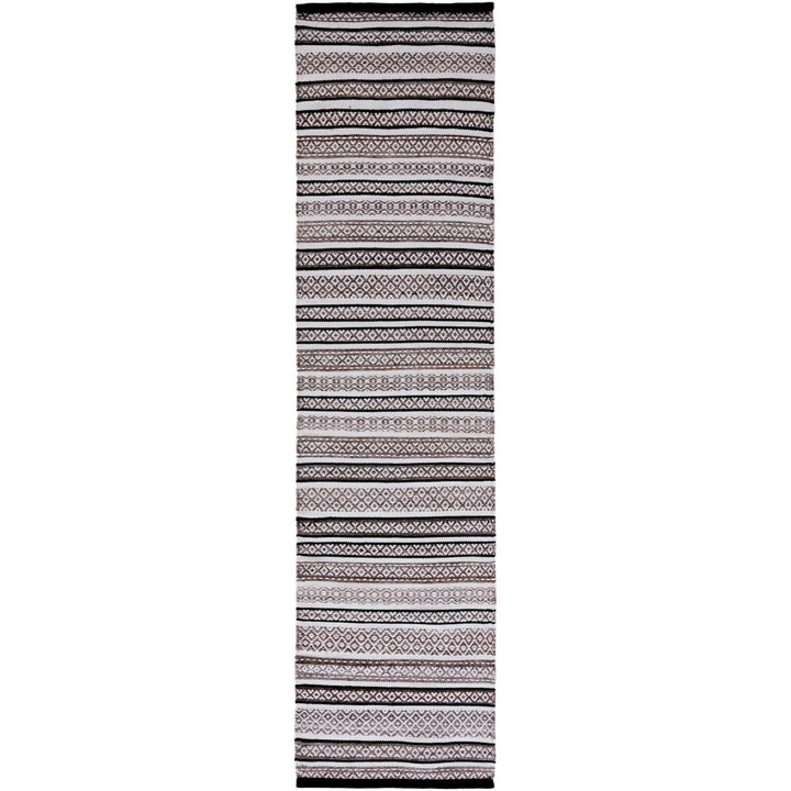 SAFAVIEH Striped Kilim STK101Z Black / Ivory Rug Image 1