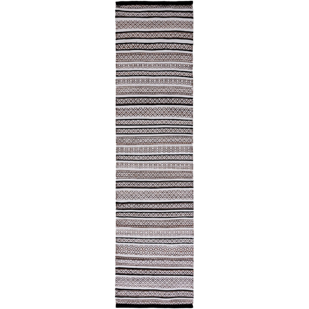 SAFAVIEH Striped Kilim STK101Z Black / Ivory Rug Image 1