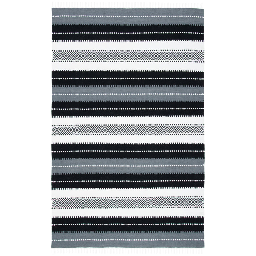 SAFAVIEH Striped Kilim STK103Z Black / Ivory Rug Image 1