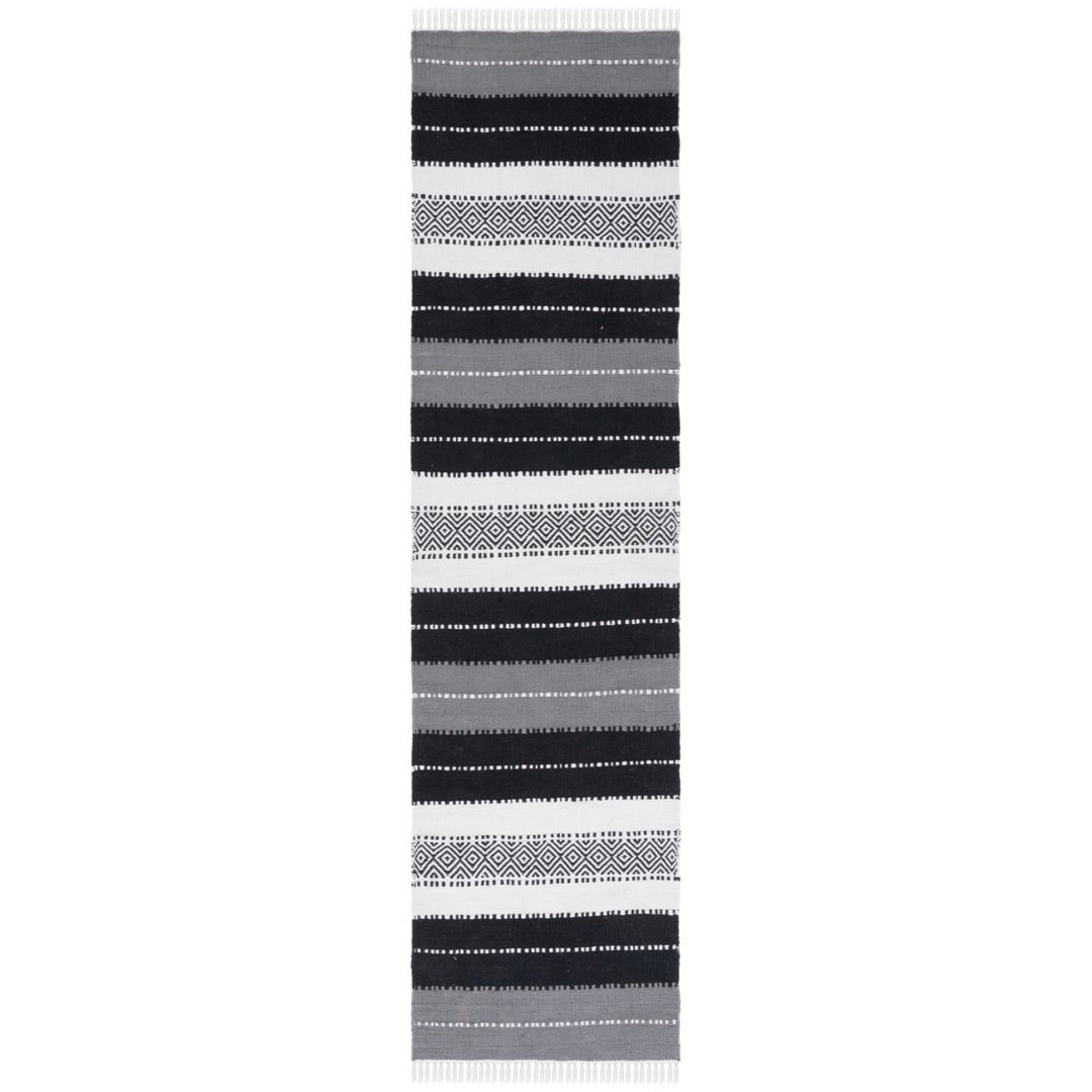 SAFAVIEH Striped Kilim STK103Z Black / Ivory Rug Image 1