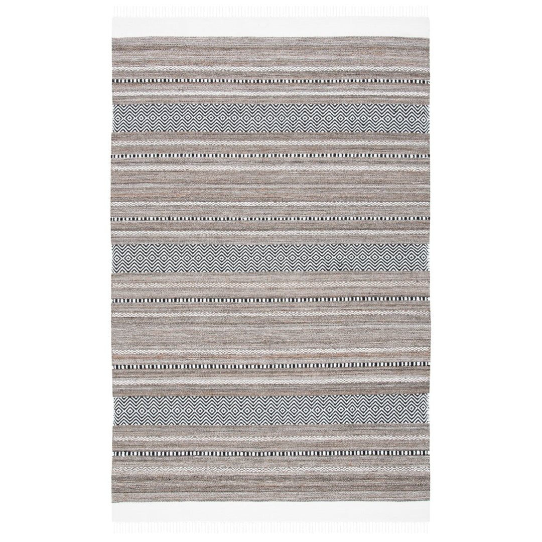 SAFAVIEH Striped Kilim STK101Z Black / Ivory Rug Image 1