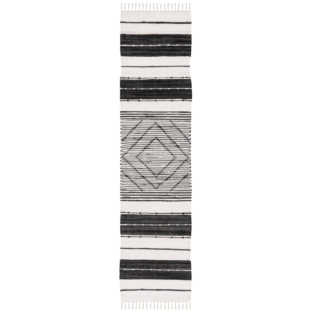 SAFAVIEH Striped Kilim STK200Z Black / Ivory Rug Image 1