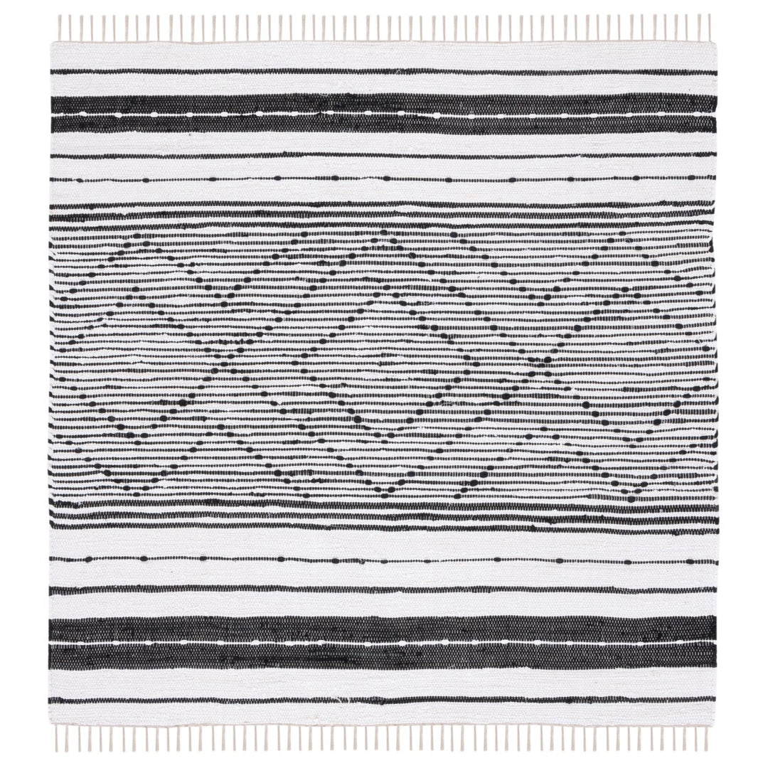 SAFAVIEH Striped Kilim STK200Z Black / Ivory Rug Image 1