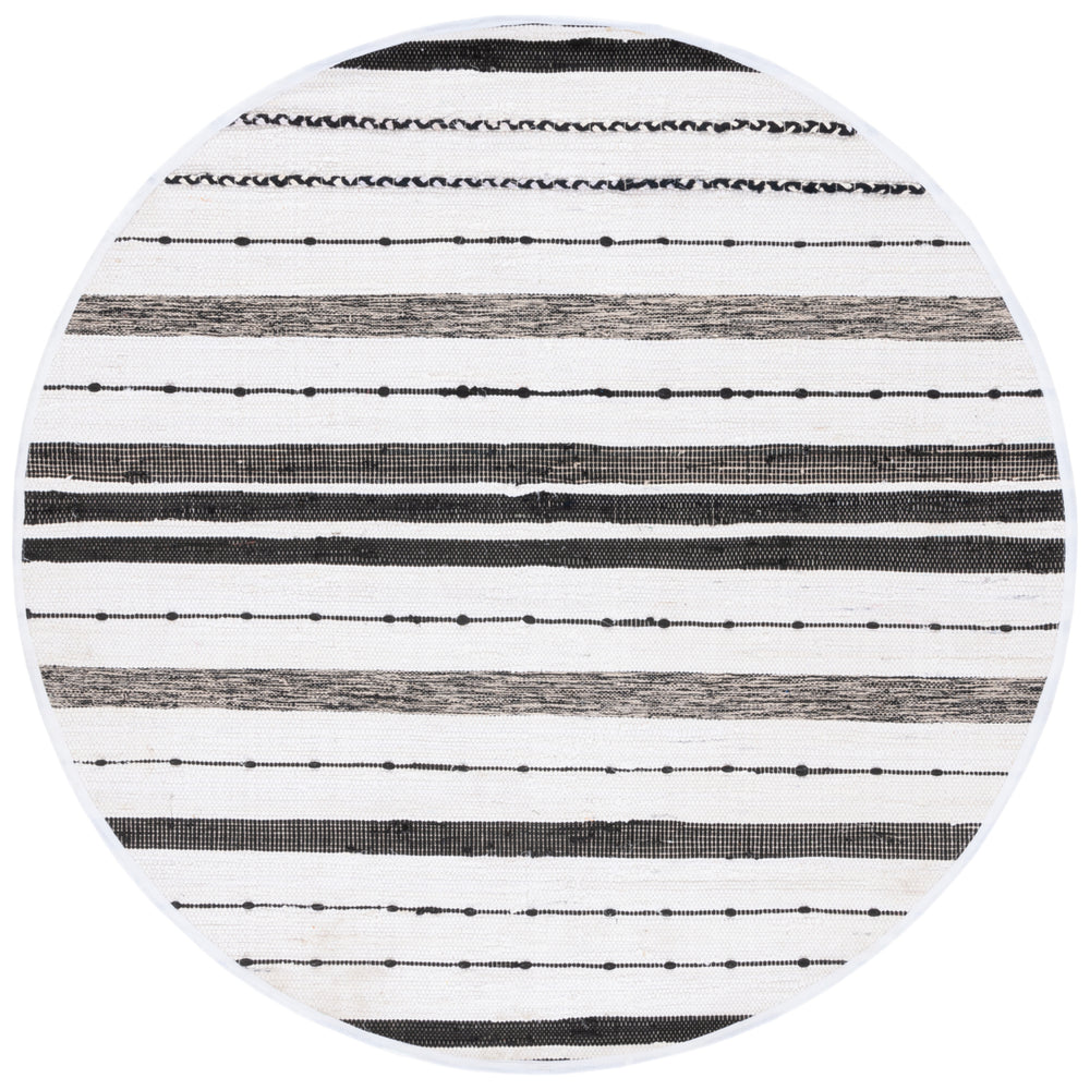 SAFAVIEH Striped Kilim STK201A Ivory / Black Rug Image 2