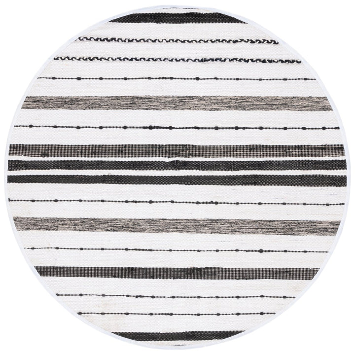 SAFAVIEH Striped Kilim STK201A Ivory / Black Rug Image 1