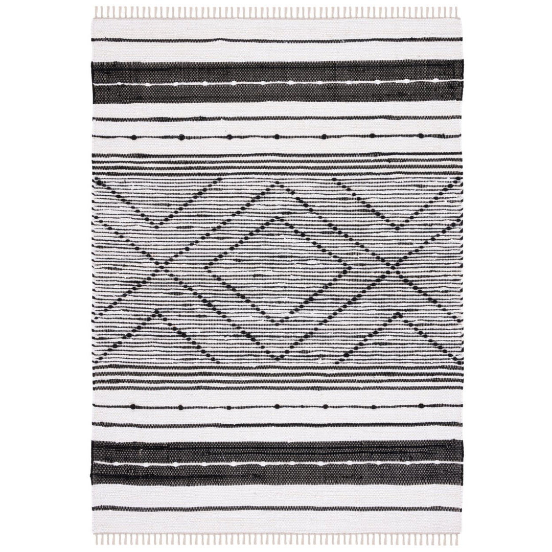 SAFAVIEH Striped Kilim STK200Z Black / Ivory Rug Image 1