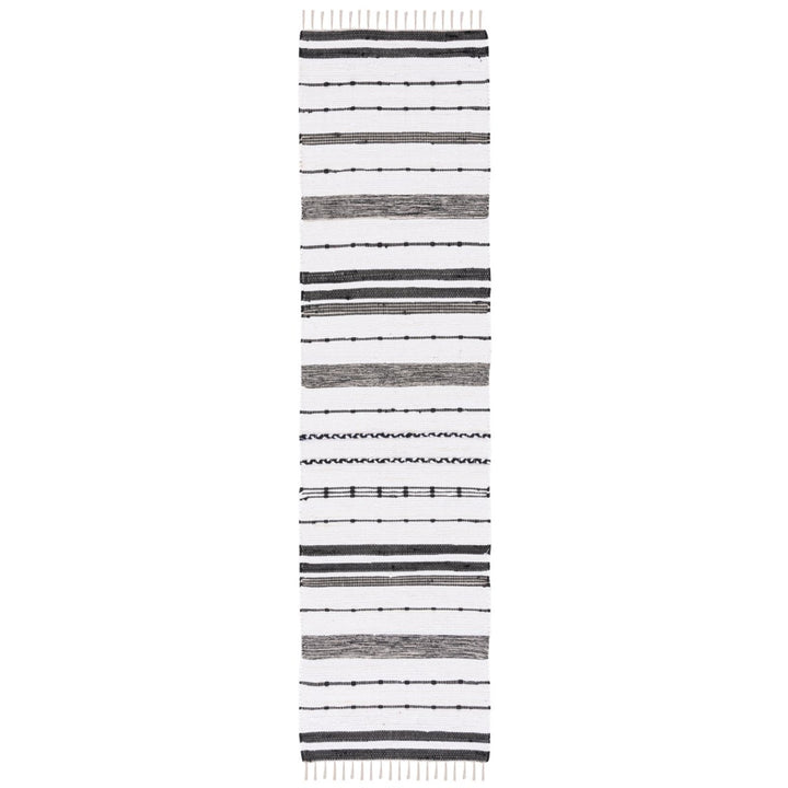 SAFAVIEH Striped Kilim STK201A Ivory / Black Rug Image 1