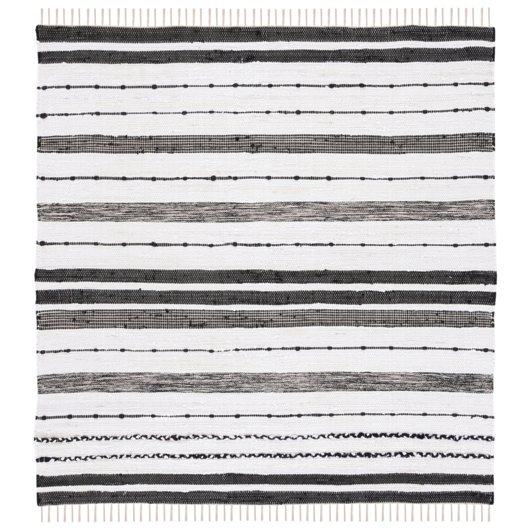 SAFAVIEH Striped Kilim STK201A Ivory / Black Rug Image 4