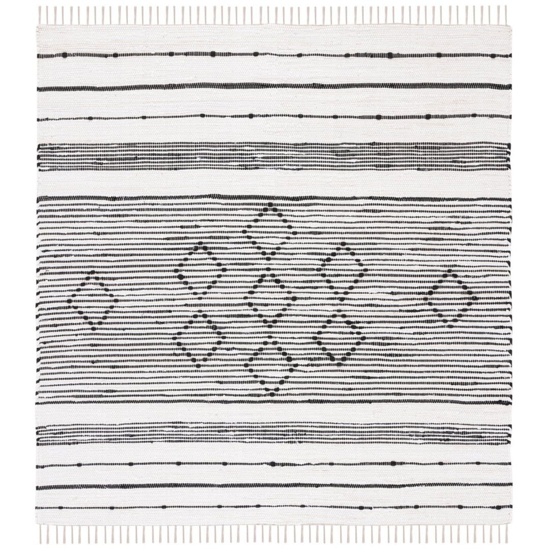 SAFAVIEH Striped Kilim STK203A Ivory / Black Rug Image 1