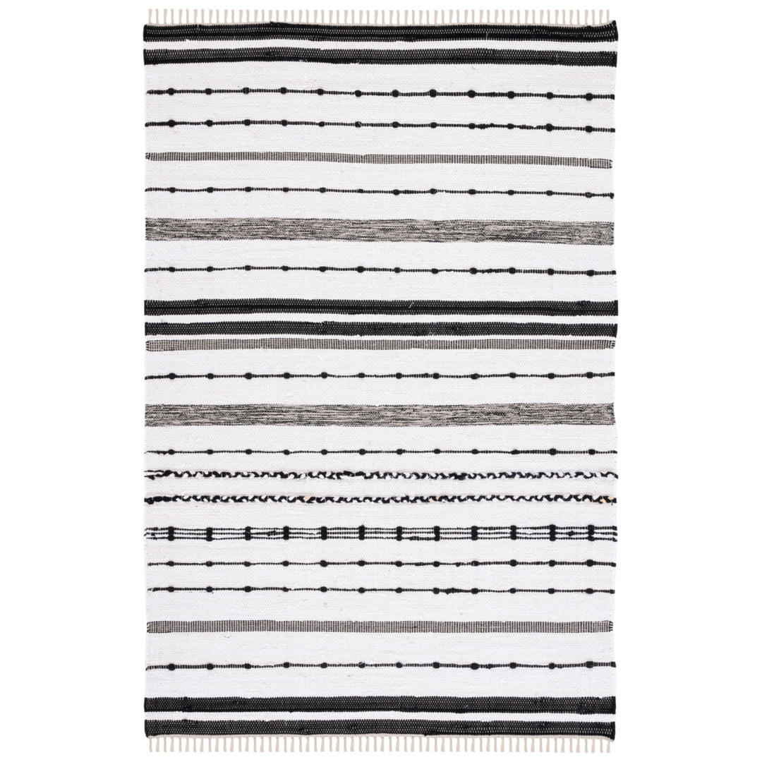 SAFAVIEH Striped Kilim STK201A Ivory / Black Rug Image 8