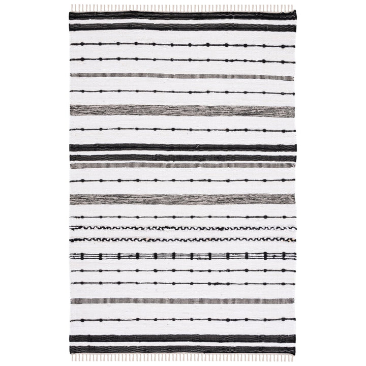 SAFAVIEH Striped Kilim STK201A Ivory / Black Rug Image 1