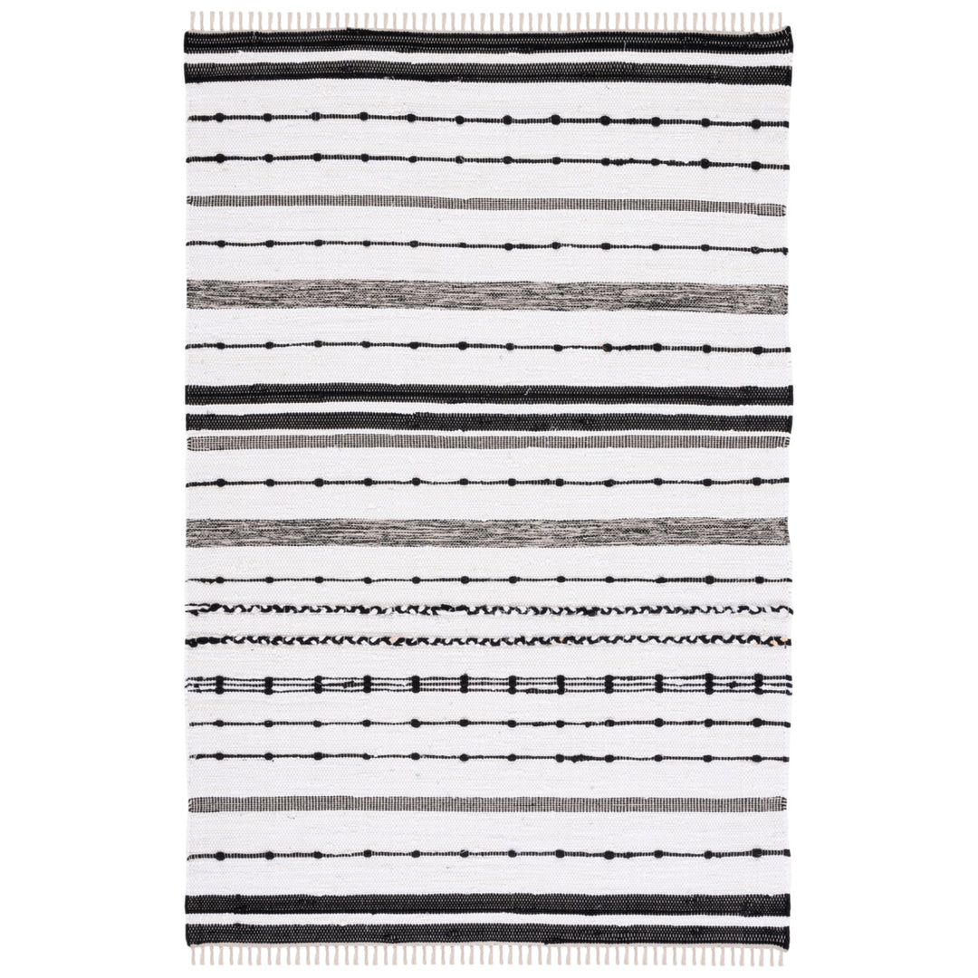 SAFAVIEH Striped Kilim STK201A Ivory / Black Rug Image 1