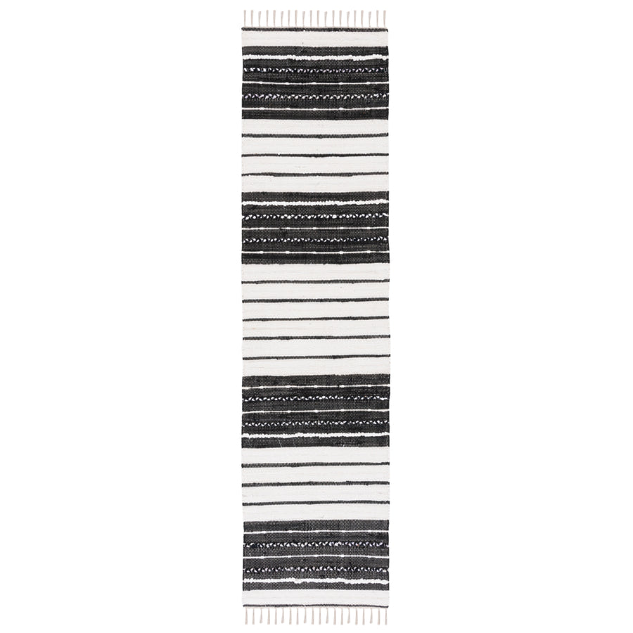 SAFAVIEH Striped Kilim STK207Z Black / Ivory Rug Image 1