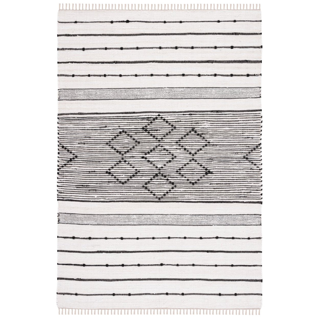 SAFAVIEH Striped Kilim STK203A Ivory / Black Rug Image 1