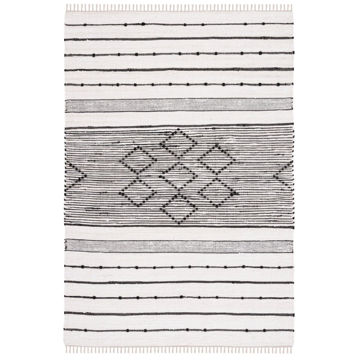 SAFAVIEH Striped Kilim STK203A Ivory / Black Rug Image 1