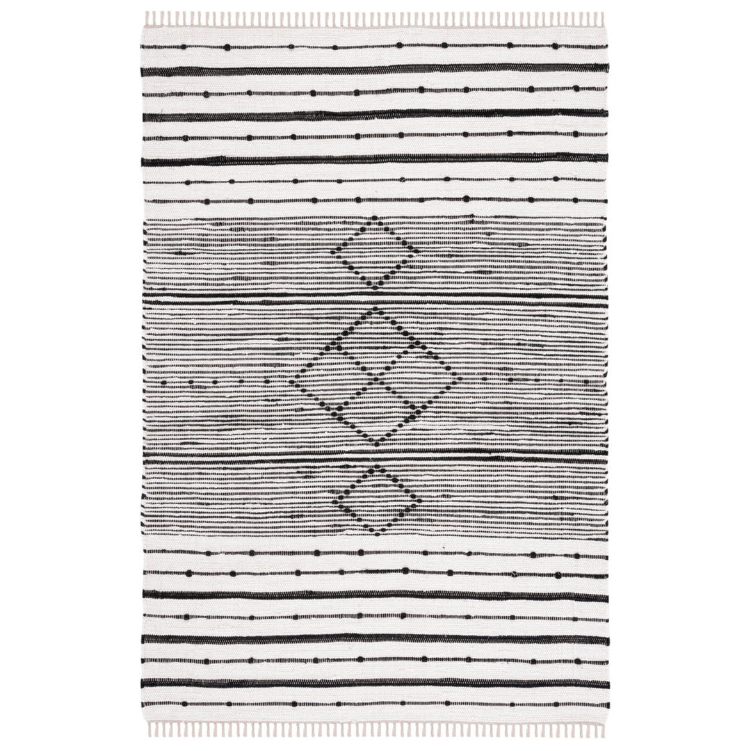 SAFAVIEH Striped Kilim STK204A Ivory / Black Rug Image 8