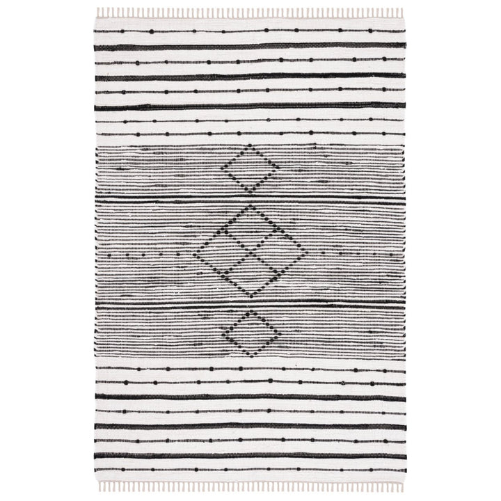 SAFAVIEH Striped Kilim STK204A Ivory / Black Rug Image 1