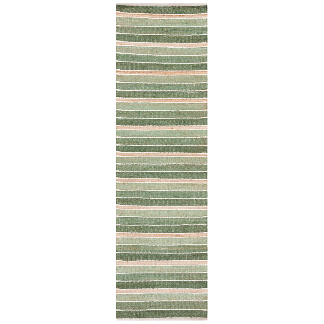 SAFAVIEH Striped Kilim STK312Y Green / Natural Rug Image 3