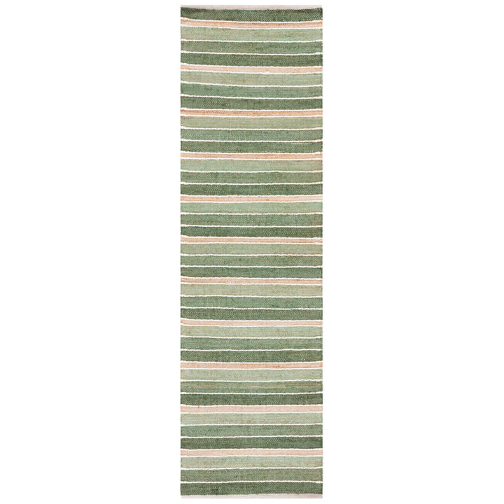 SAFAVIEH Striped Kilim STK312Y Green / Natural Rug Image 3