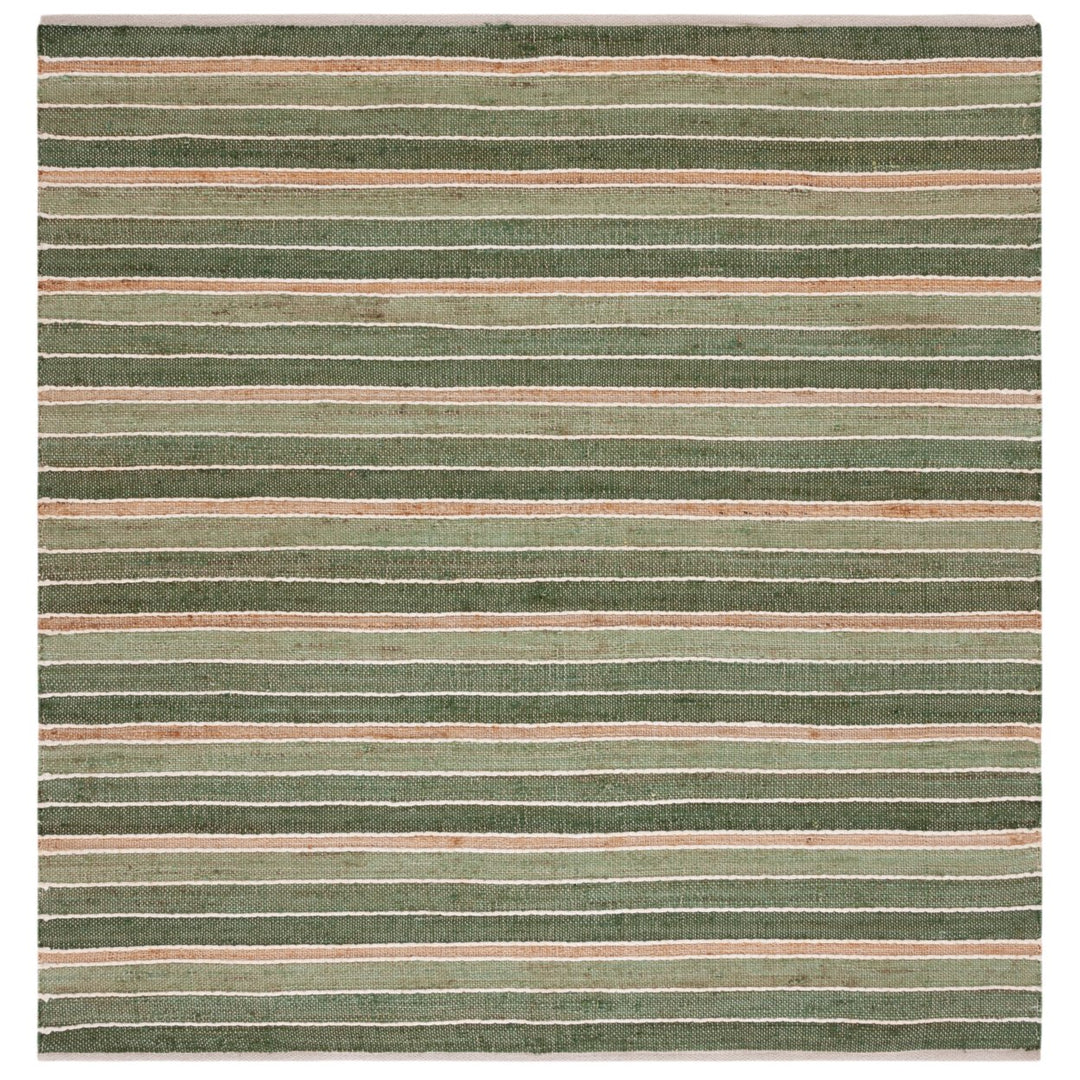 SAFAVIEH Striped Kilim STK312Y Green / Natural Rug Image 4