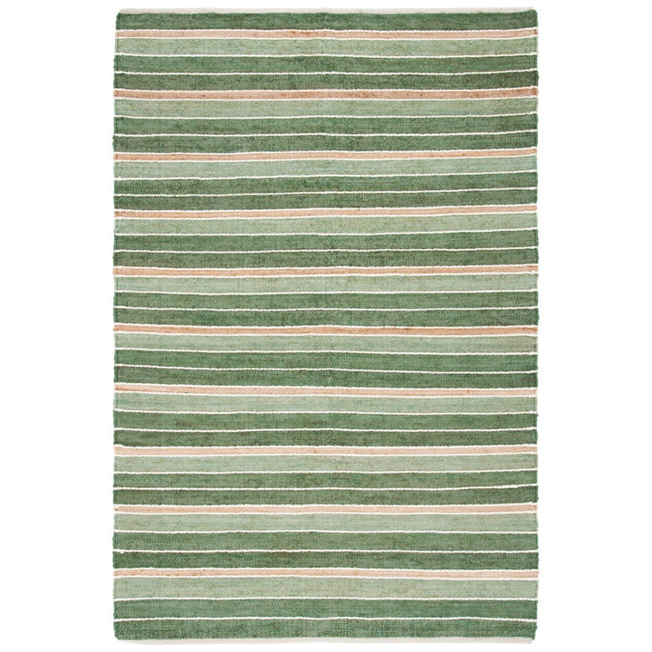 SAFAVIEH Striped Kilim STK312Y Green / Natural Rug Image 1