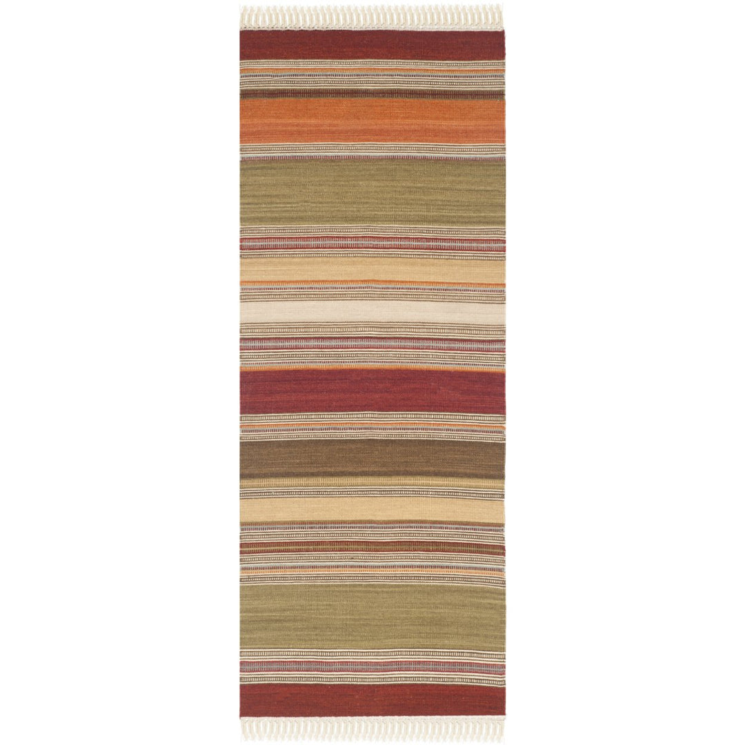 SAFAVIEH Striped Kilim STK317A Handwoven Green Rug Image 1