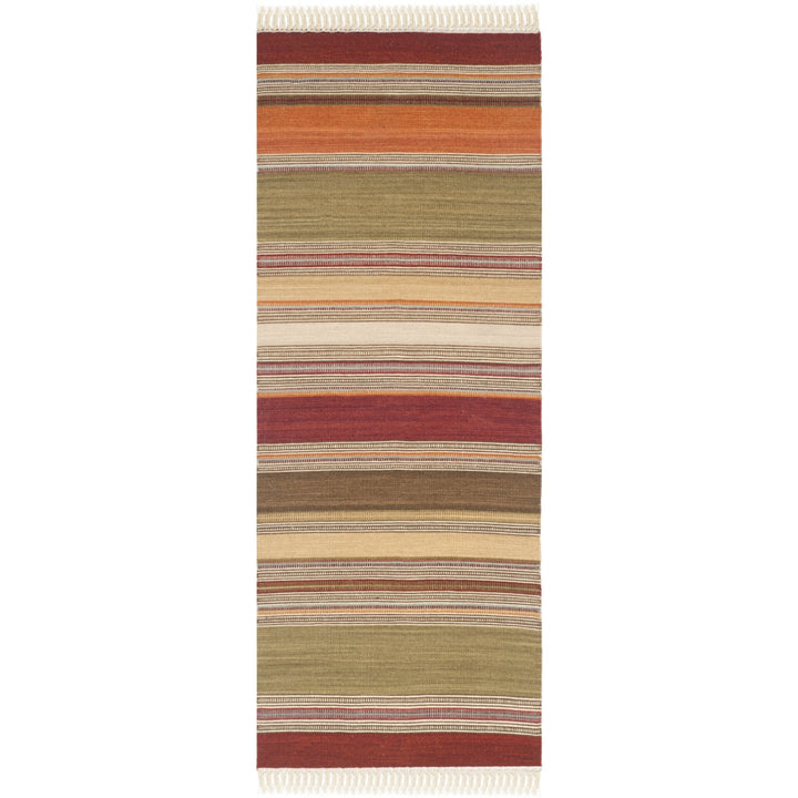 SAFAVIEH Striped Kilim STK317A Handwoven Green Rug Image 1