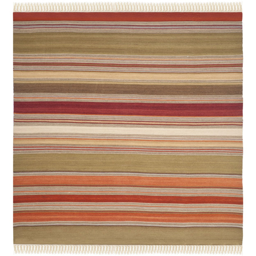 SAFAVIEH Striped Kilim STK317A Handwoven Green Rug Image 1