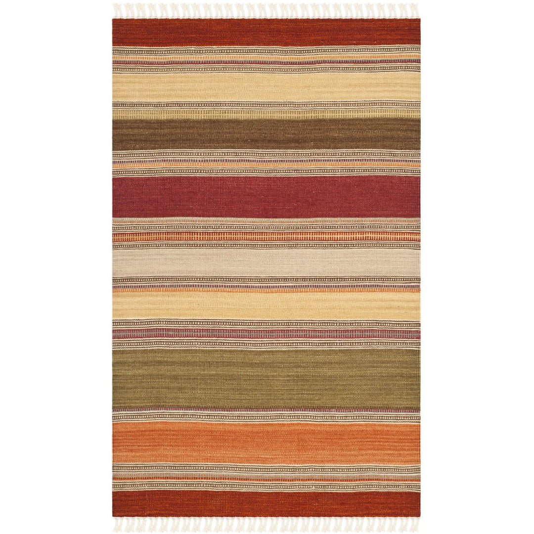 SAFAVIEH Striped Kilim STK317A Handwoven Green Rug Image 1