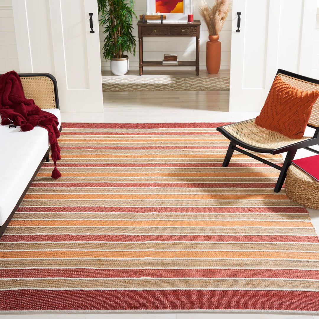 SAFAVIEH Striped Kilim STK316P Handwoven Rust / Red Rug Image 1