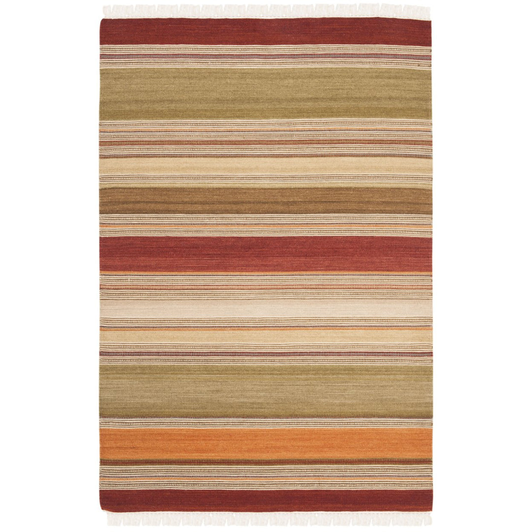 SAFAVIEH Striped Kilim STK317A Handwoven Green Rug Image 1