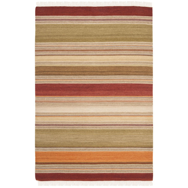 SAFAVIEH Striped Kilim STK317A Handwoven Green Rug Image 1