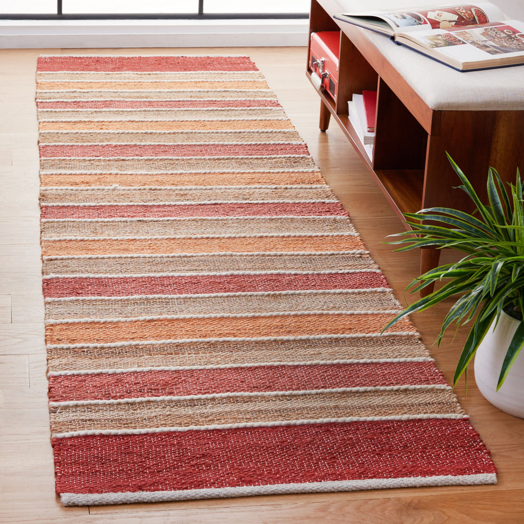 SAFAVIEH Striped Kilim STK316P Handwoven Rust / Red Rug Image 2