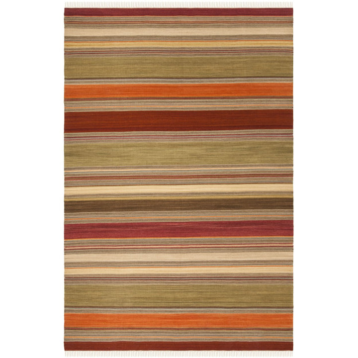 SAFAVIEH Striped Kilim STK317A Handwoven Green Rug Image 1