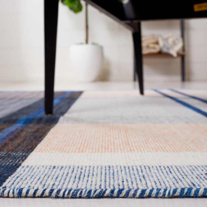 SAFAVIEH Striped Kilim STK702P Orange / Blue Rug Image 5