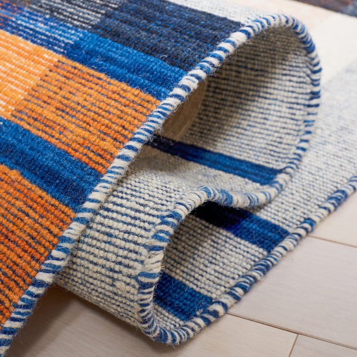 SAFAVIEH Striped Kilim STK702P Orange / Blue Rug Image 6