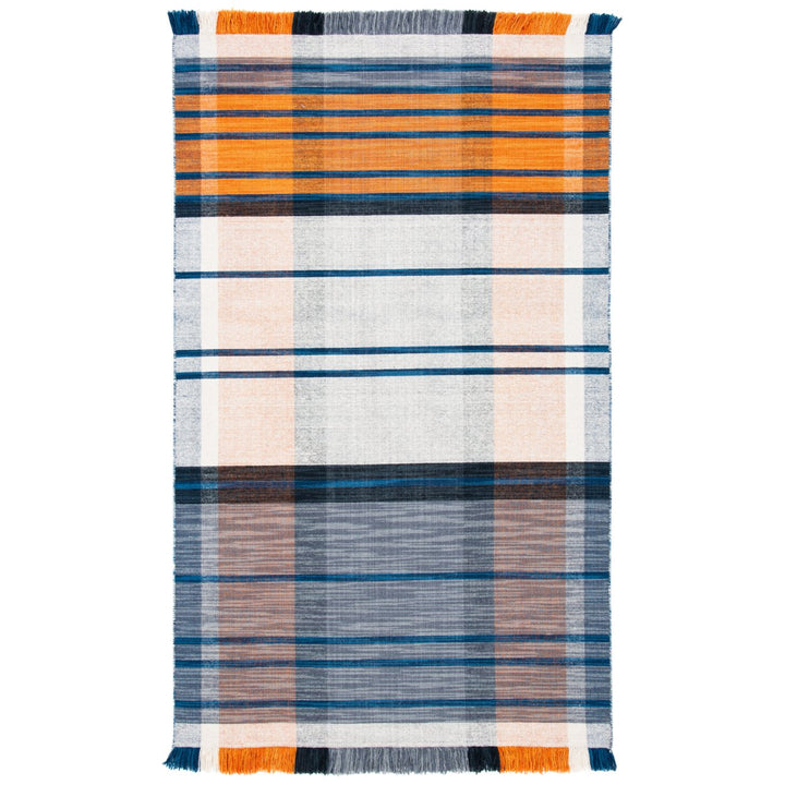 SAFAVIEH Striped Kilim STK702P Orange / Blue Rug Image 1