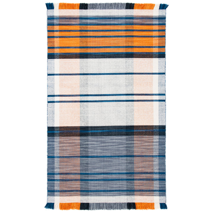 SAFAVIEH Striped Kilim STK702P Orange / Blue Rug Image 7