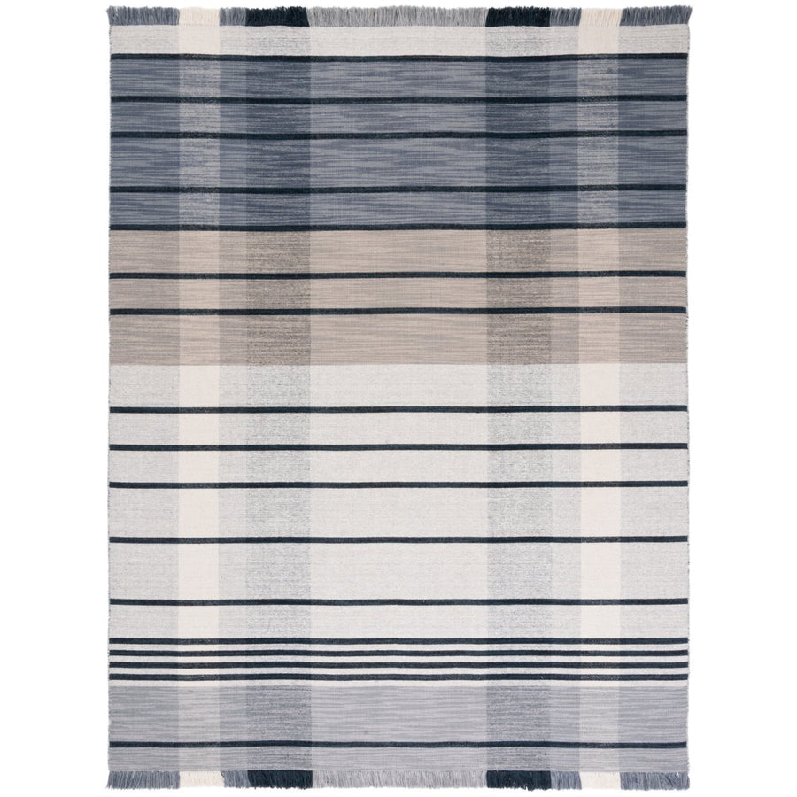 SAFAVIEH Striped Kilim STK704G Light Grey / Black Rug Image 1