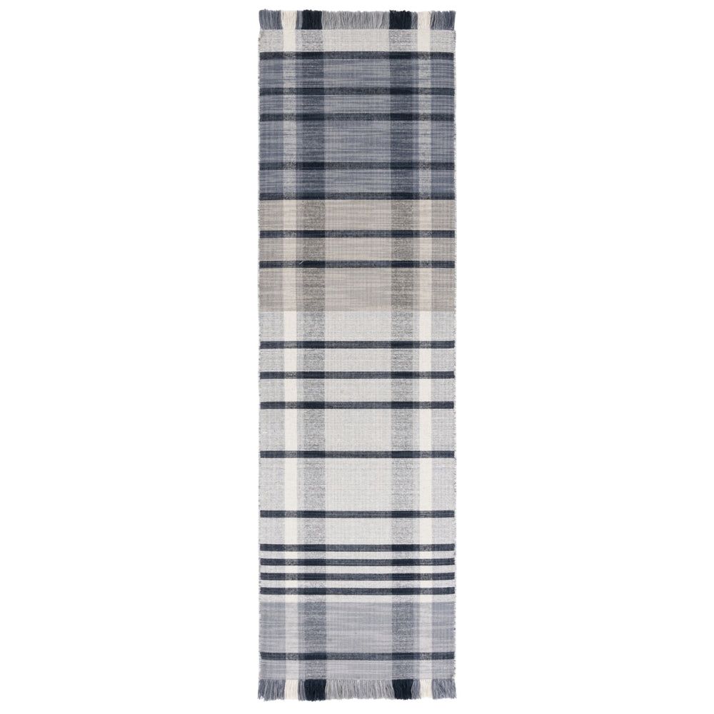 SAFAVIEH Striped Kilim STK704G Light Grey / Black Rug Image 2