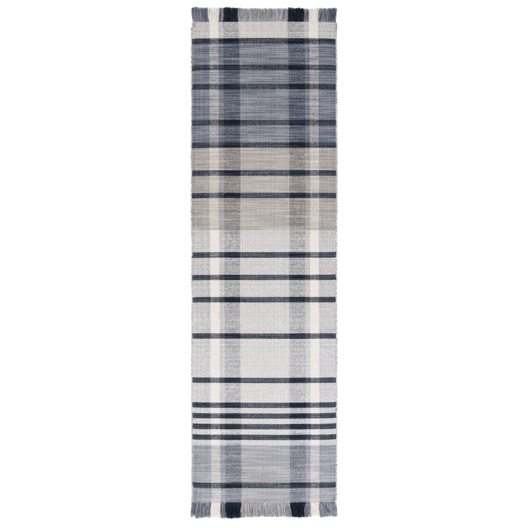 SAFAVIEH Striped Kilim STK704G Light Grey / Black Rug Image 1