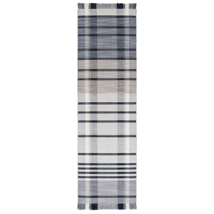 SAFAVIEH Striped Kilim STK704G Light Grey / Black Rug Image 1