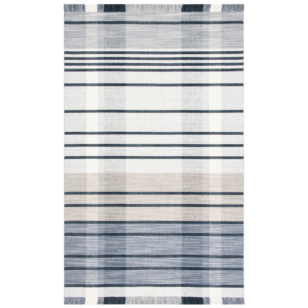 SAFAVIEH Striped Kilim STK704G Light Grey / Black Rug Image 7